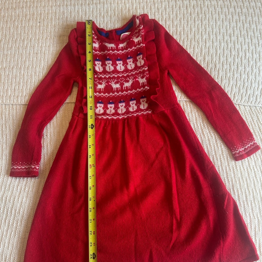 Mini boden holiday knitted red dress size 7/8